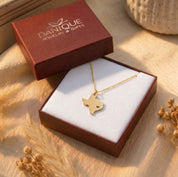 Custom State or Country Necklace, with Heart Cutout in rose gold or sterling silver