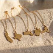 Custom State or Country Necklace, with Heart Cutout in rose gold or sterling silver