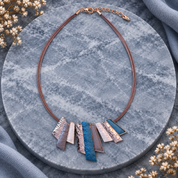 Full Ocean Breeze Modernist Fan statement necklace with adjustable rose gold tone chain