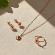 Sun Burst Necklace and Stud Earring Set, Sunshine Birthstone Jewelry Set