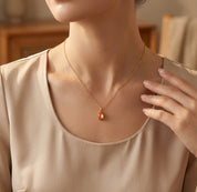 Natural sunstone necklace with oval cabochon pendant in gold filled