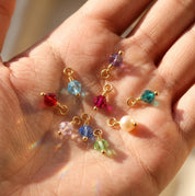 6mm Crystal Birthstone Charm Add-On, for Necklace or Bracelet in gold or sterling silver