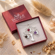 gift box packaging for personalized mom birthstone necklace with name charms