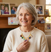 Custom Mother's Necklace with Kid's Birthstones & Letter Charms on Chain