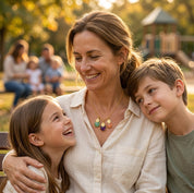 Custom Mother's Necklace with Kid's Birthstones & Letter Charms on Chain