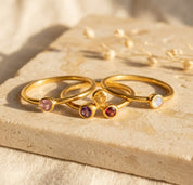 Minimalist birthstone stacking rings gold everyday jewelry
