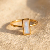 Tiny Moonstone Bar Ring : June Birthstone