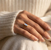 Tiny Moonstone Bar Ring : June Birthstone