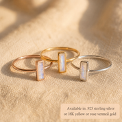 Tiny Moonstone Bar Ring : June Birthstone