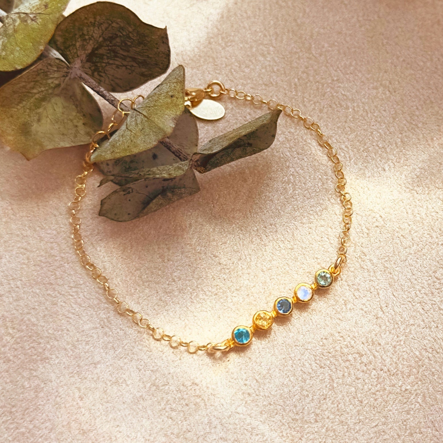 Tiny Birthstone Custom Bar Bracelet, Available in All Birthstones, Personalized Mother's Bracelet & Kids Birthstones, Silver, Gold, Mother's Day Gift