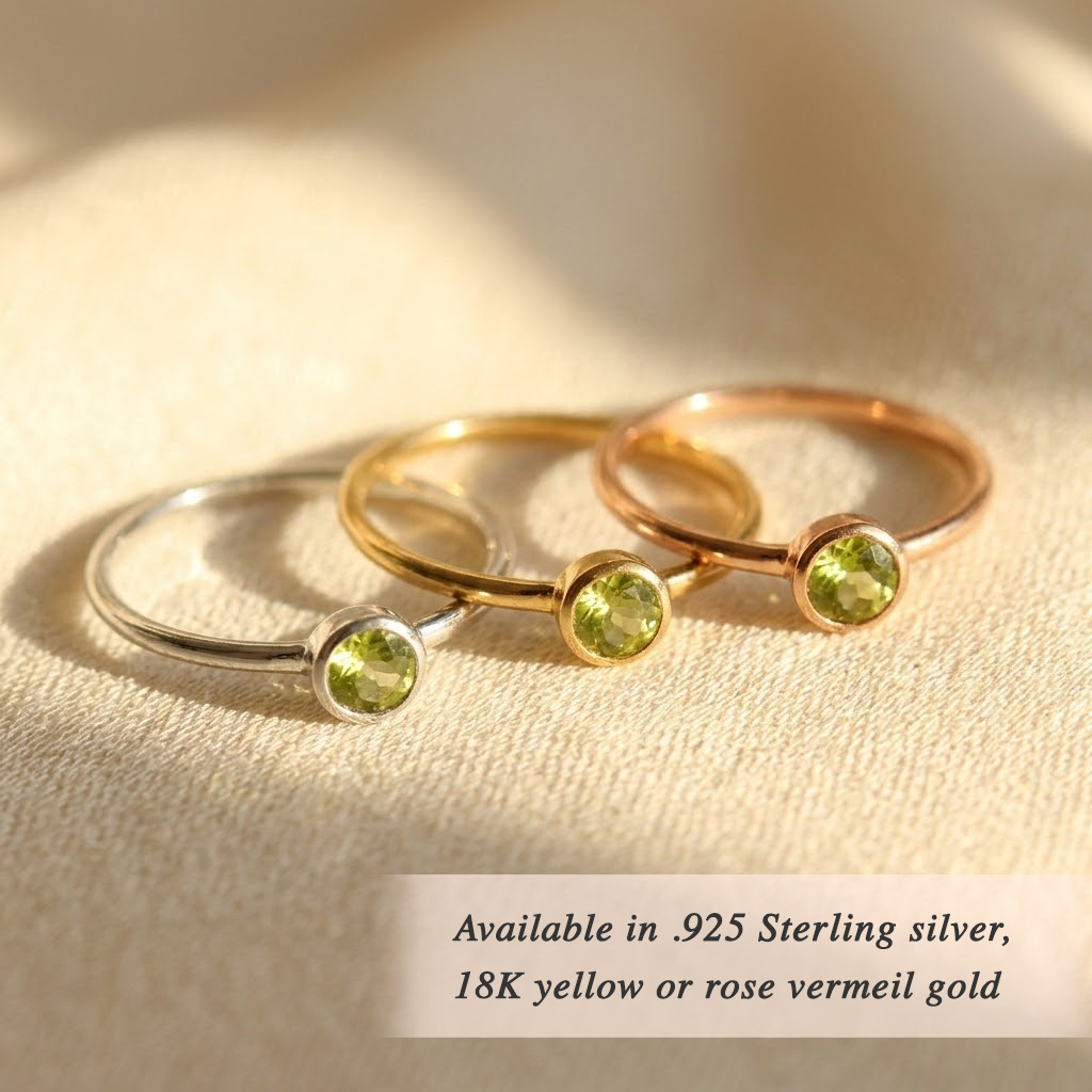 peridot stacking rings set dainty gold birthstone rings august jewelry collection