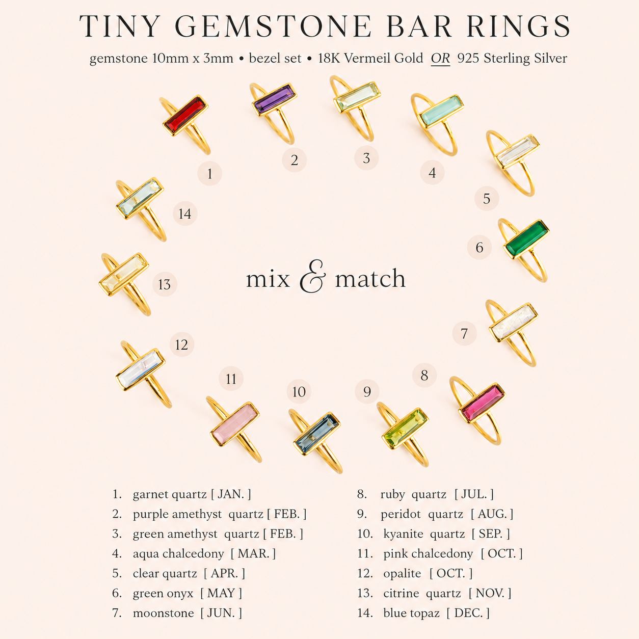 Tiny Moonstone Bar Ring : June Birthstone