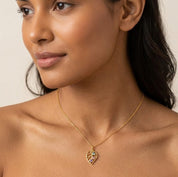 Leaf pendant necklace with up to four birthstones, available in sterling silver, 18K vermeil gold, and rose gold vermeil options.