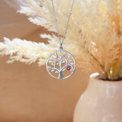 Custom Family Tree Birthstone Pendant Necklace, Sterling Silver, Gold Vermeil, Rose Gold Filled, Tree of Life Christmas Gift for Grandma, Mom, Nana