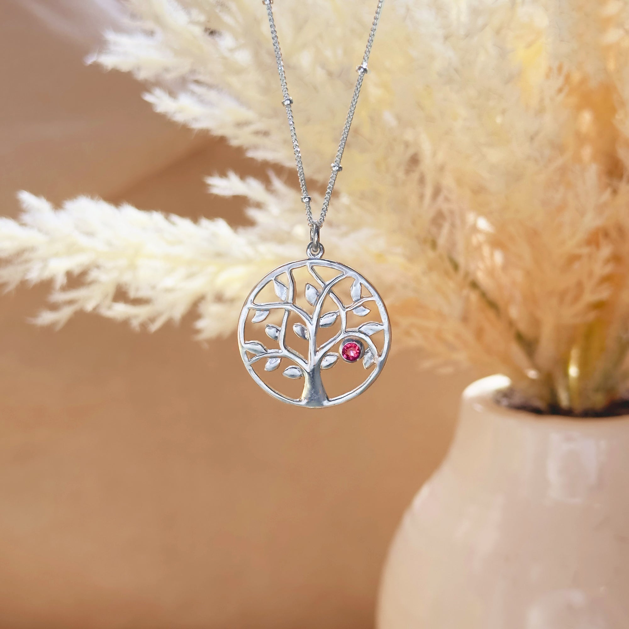 Custom Family Tree Birthstone Pendant Necklace, Sterling Silver, Gold Vermeil, Rose Gold Filled, Tree of Life Christmas Gift for Grandma, Mom, Nana