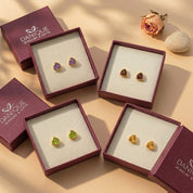 Triangle Amethyst Stud Earrings, Gold or Sterling Silver February Birthstone Gift