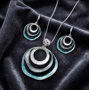 Matching triple circle necklace and earrings boho jewelry set