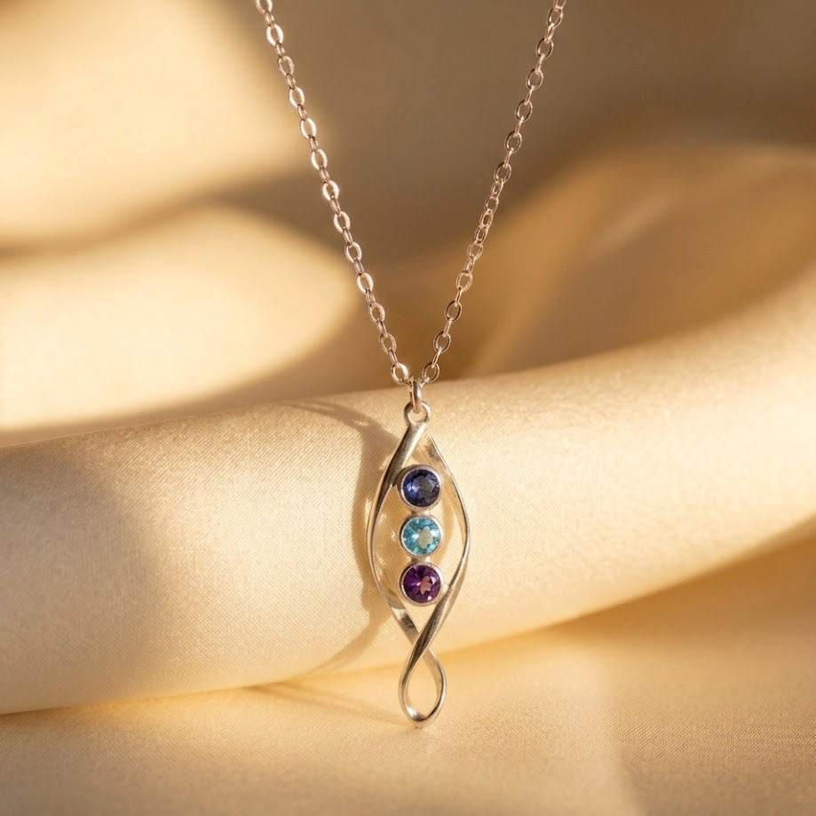 Minimalist gold birthstone necklace for mom with colorful gemstone accents