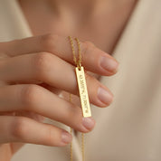 personalized vertical bar necklace custom engraved name necklace minimalist gold bar jewelry gift for her