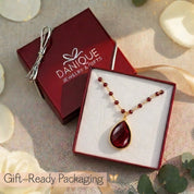 Birthstone wire wrapped gemstone chain necklace in danique jewelry branded box