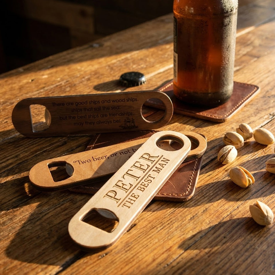Engraved Wood Bottle Opener Keychain