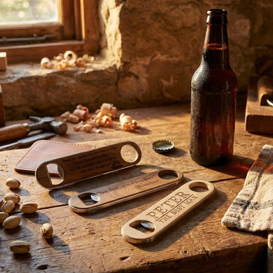 Engraved Wood Bottle Opener Keychain
