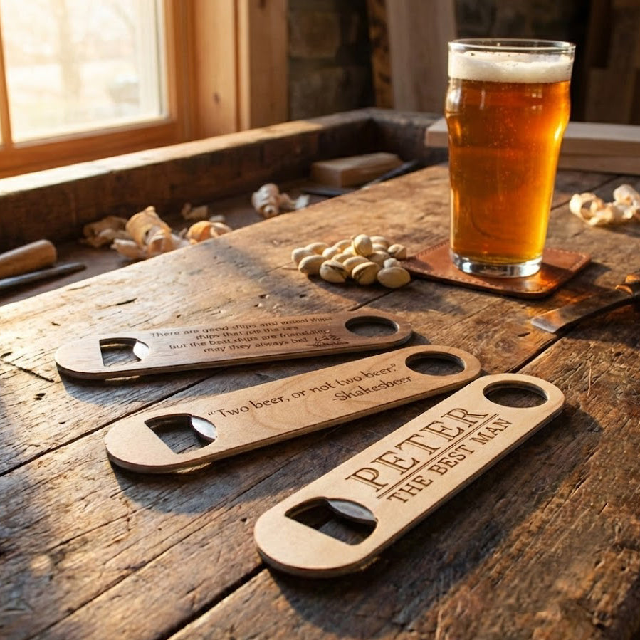 Engraved Wood Bottle Opener Keychain