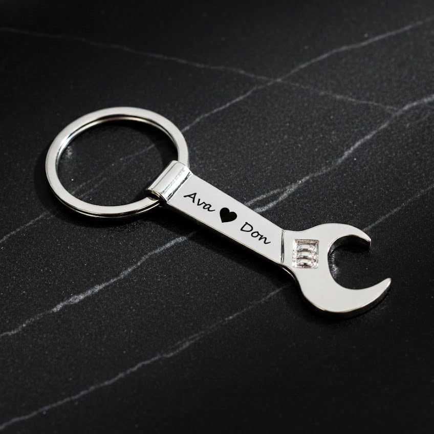 Hand Man Keychain Personalized Wrench Bottle Opener Keychain| Engraved Gift for Handyman ...
