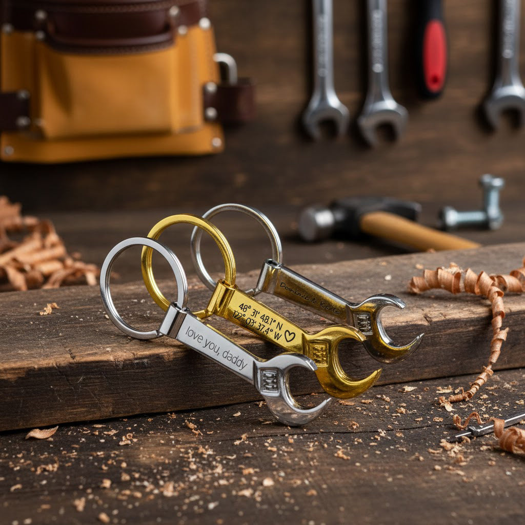 Hand Man Keychain Personalized Wrench Bottle Opener Keychain| Engraved Gift for Handyman ...