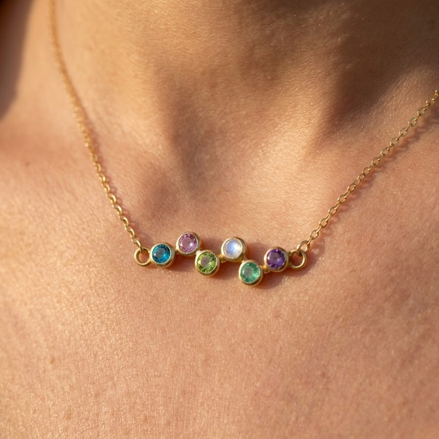 Zigzag Birthstone Necklace for Mom | Up to 6 Stones – Danique Jewelry