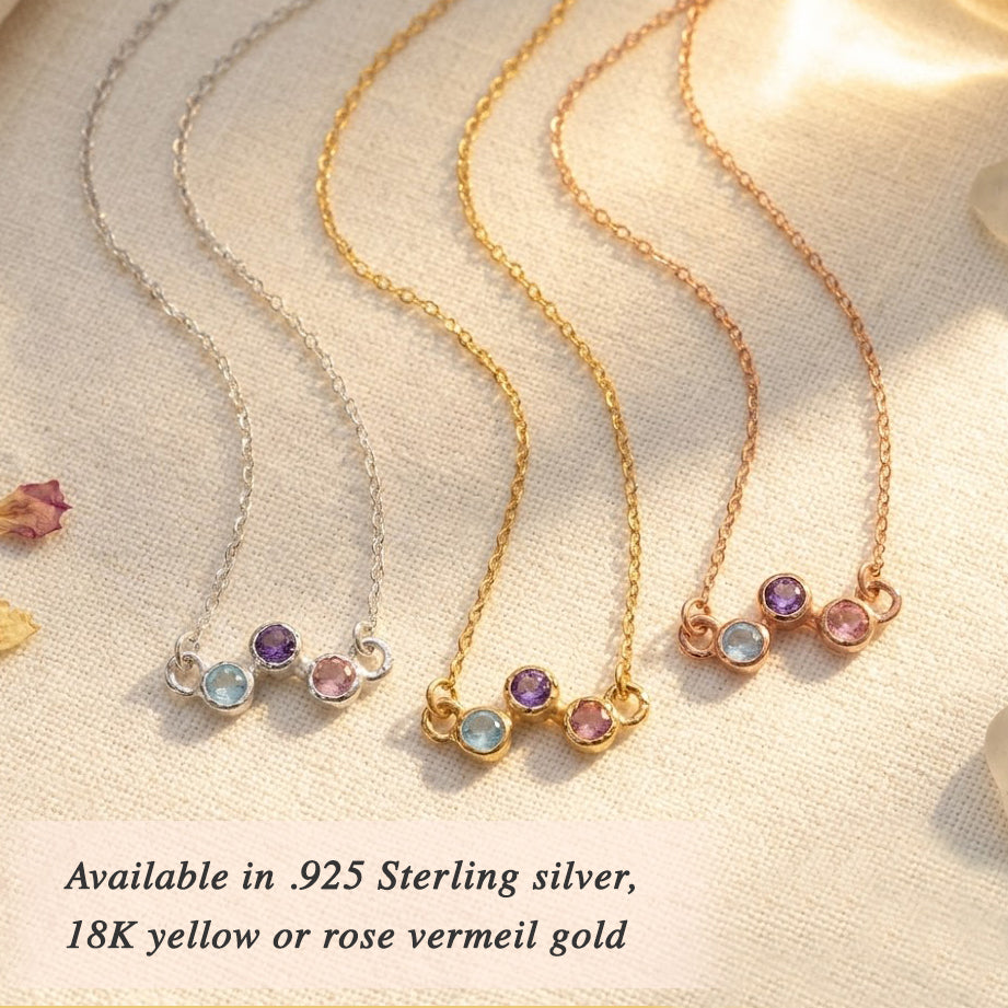 Zigzag Birthstone Necklace for Mom | Up to 6 Stones – Danique Jewelry