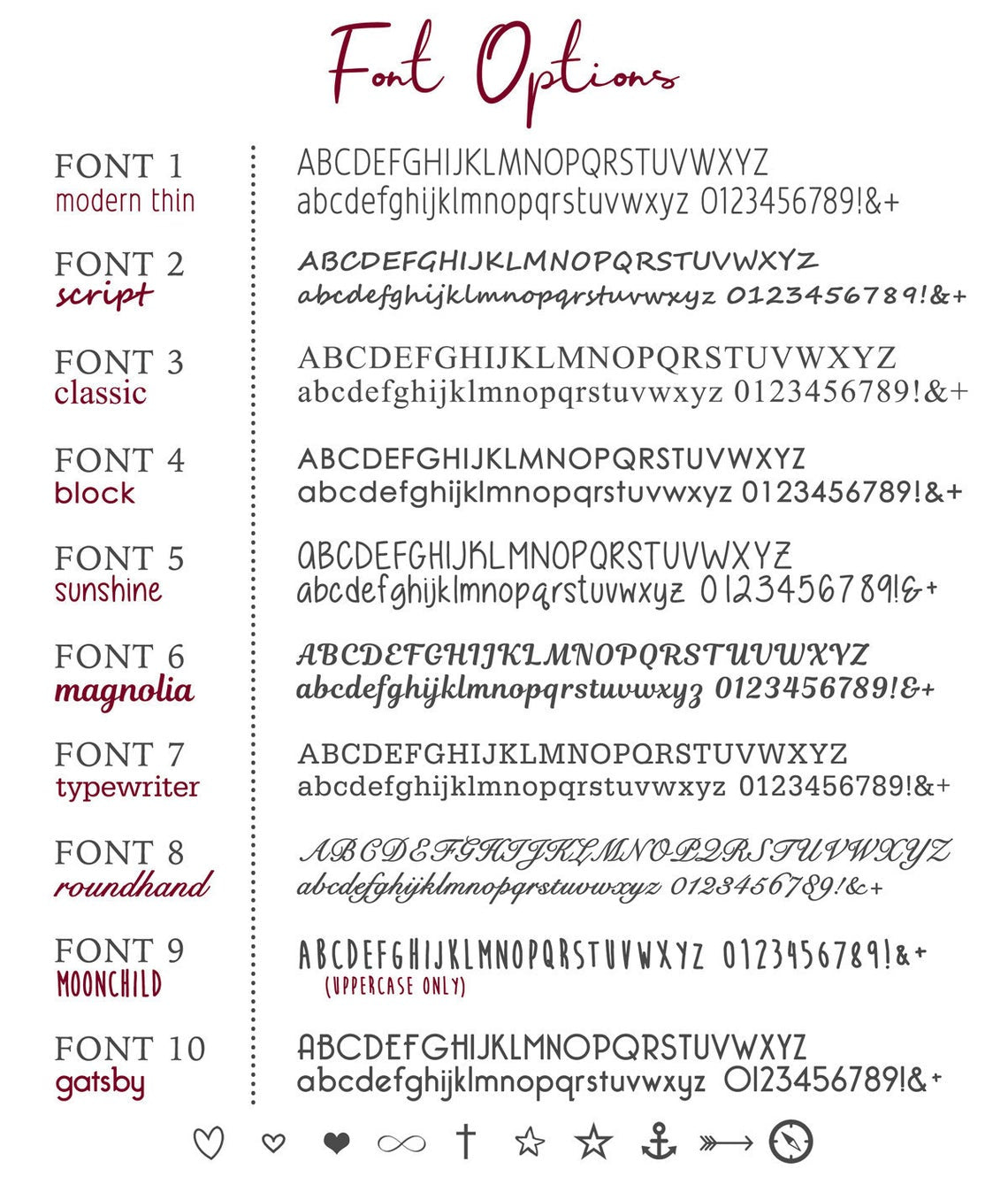 font options for engraving text on custom leather key chain