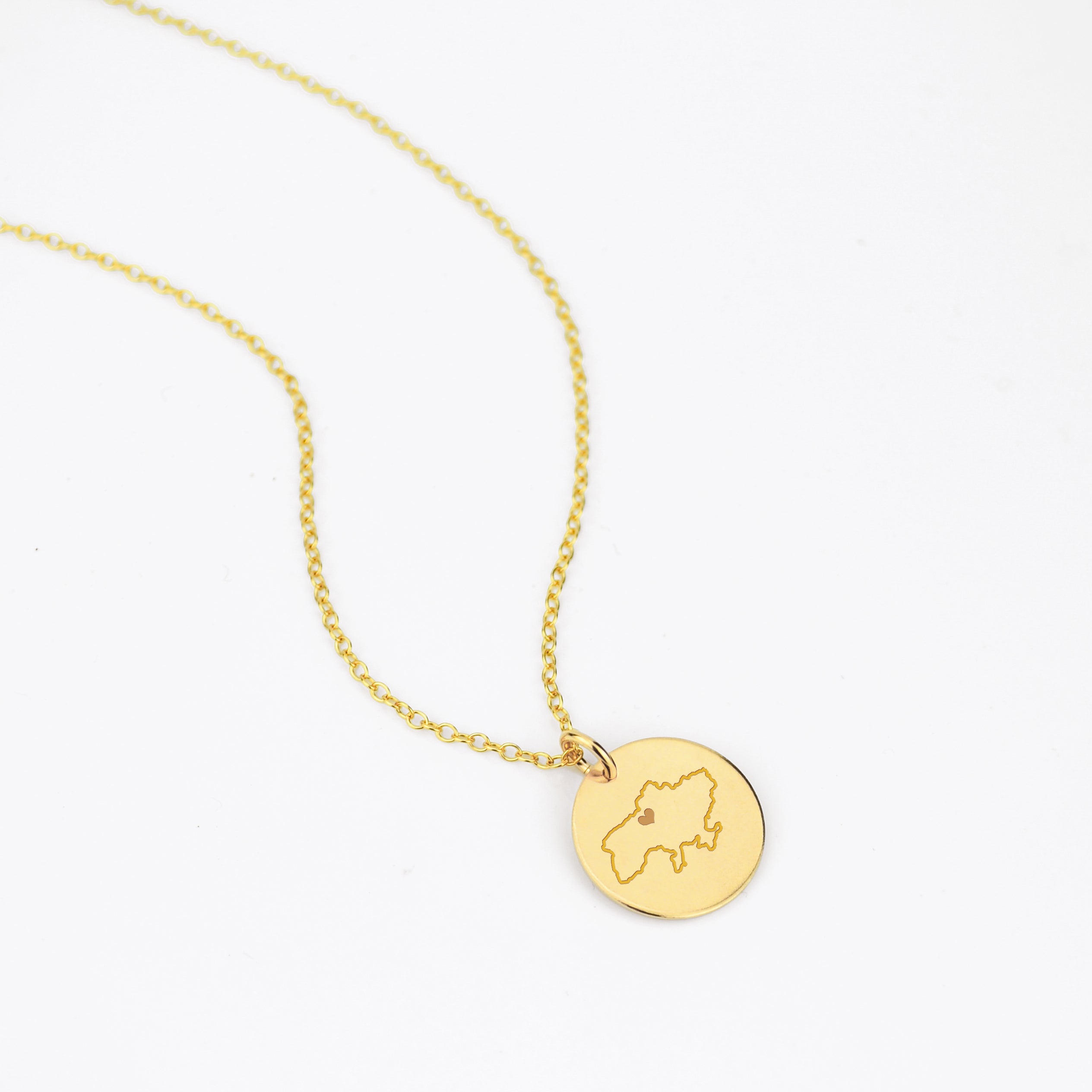 Personalized Map of Ukraine Disc Pendant Necklace