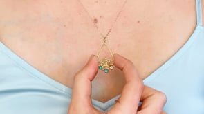 Custom Wave Teardrop Birthstone Necklace
