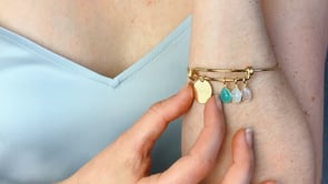 Personalized Mothers Bracelet with Birthstone Charms and Mama Disc Charm