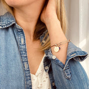Personalized Monogram Bangle Bracelet with Birthstone Charm