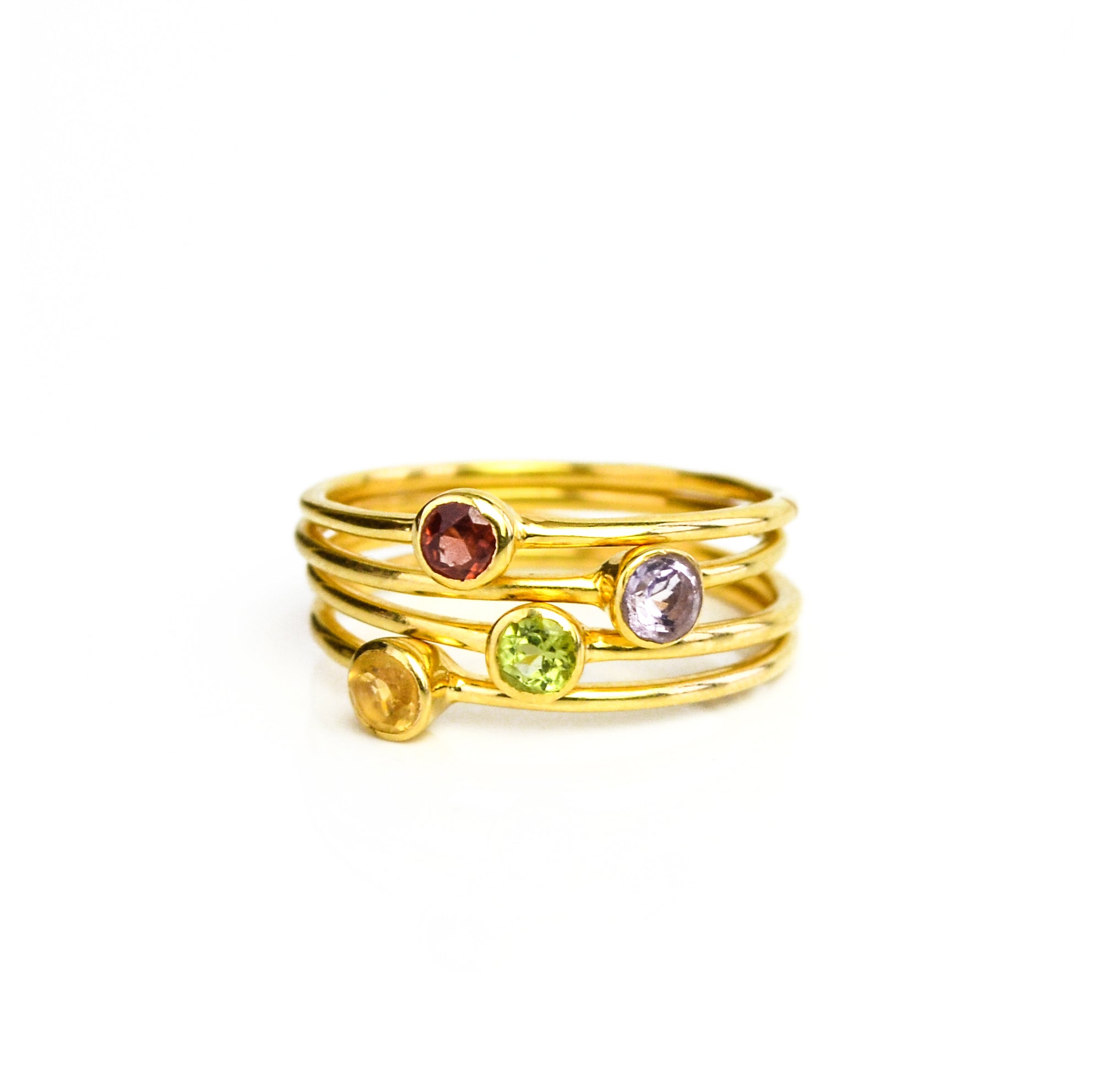 Stackable Birthstone Rings for Mom (18K Gold Vermeil)