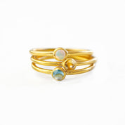 Tiny Stacking Mother's Birthstone Cabochon Rings