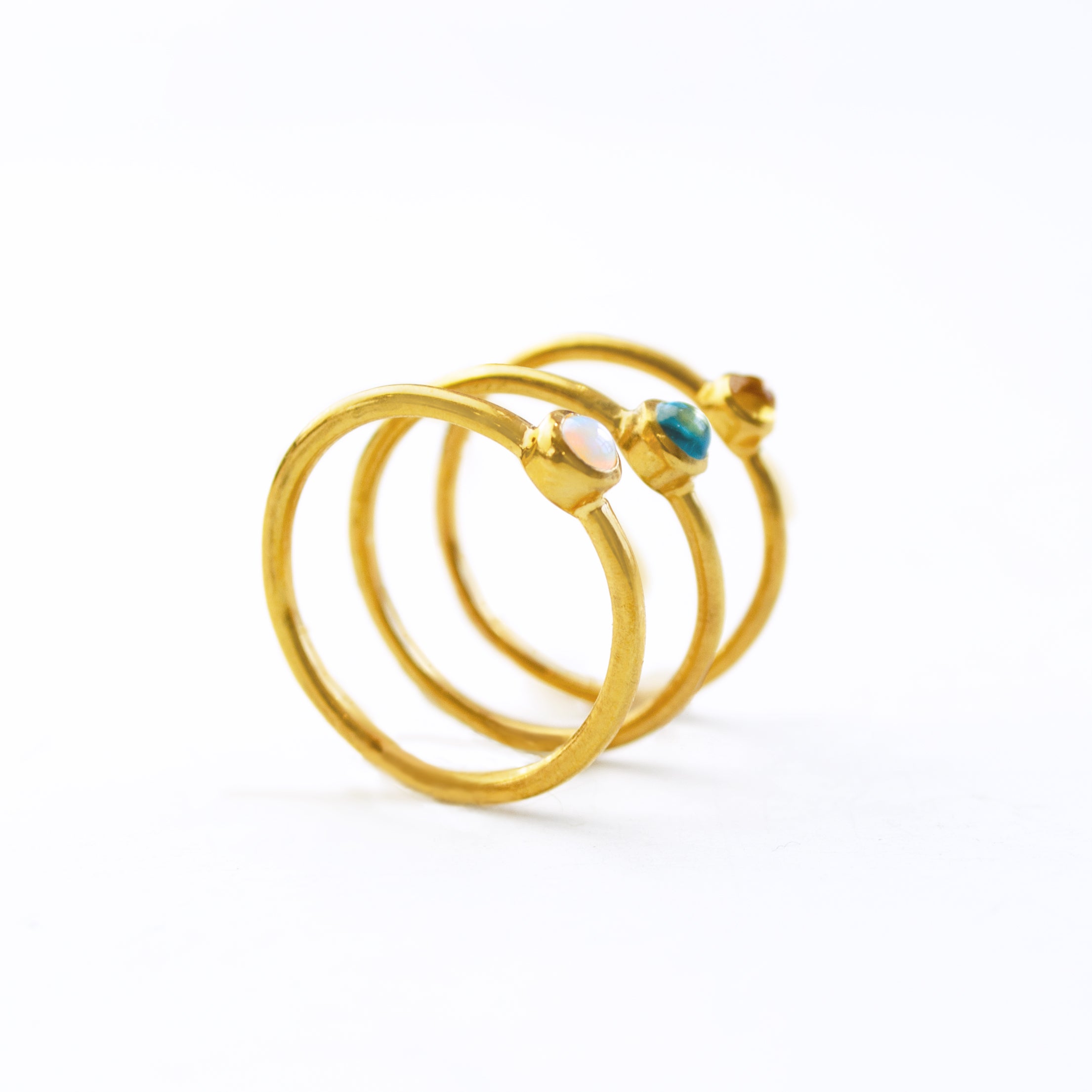 Tiny Stacking Mother's Birthstone Cabochon Rings