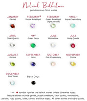 tiny round gemstone birth month rings! Available in garnet, purple amethyst, green amethyst, aqua chalcedony, clear quartz, green onyx, moonstone, ruby quartz, peridot, kyanite, pink chalcedony, opalite, citrine and blue topaz