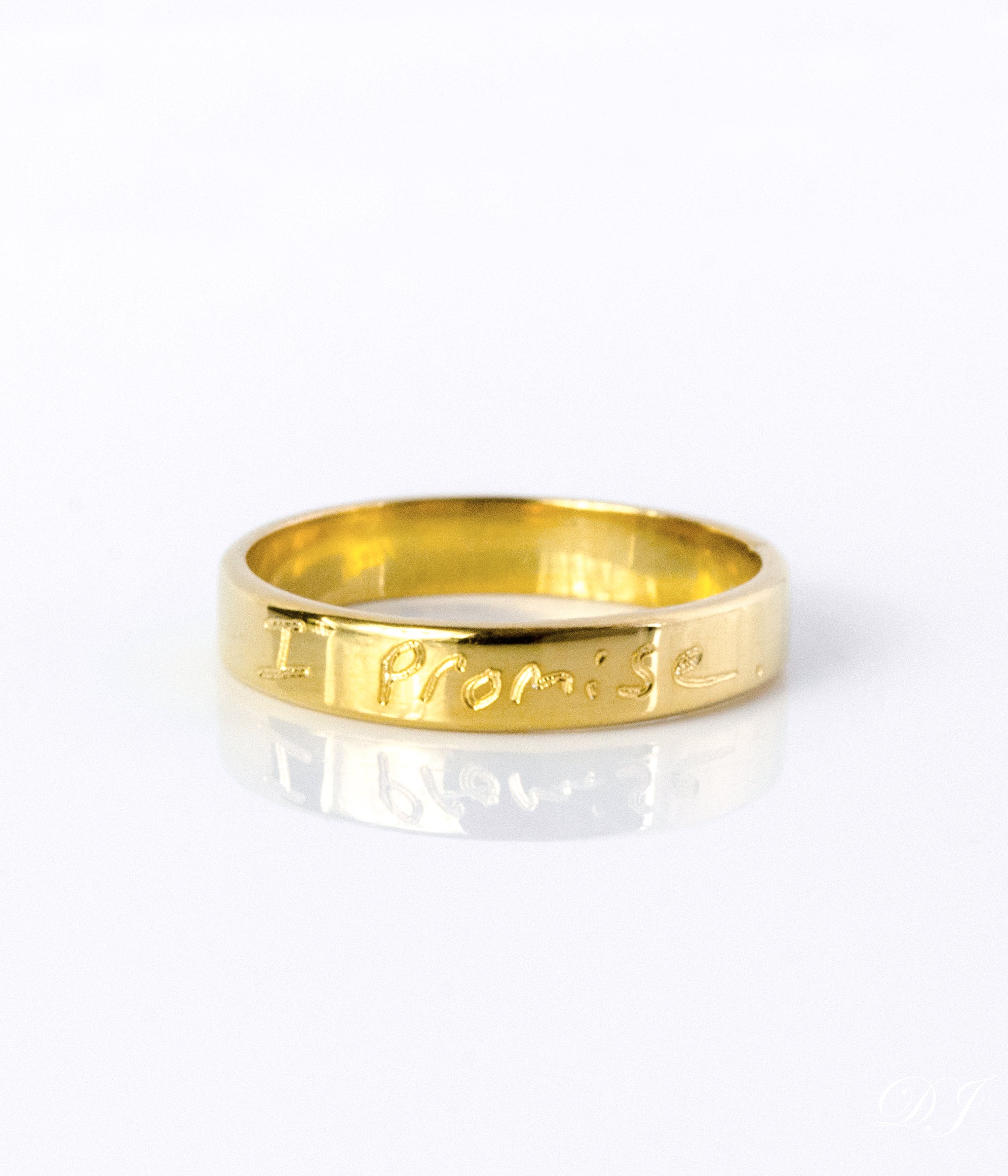 A custom engraved ring with handwriting.  Personalized fingerprint ring, thin engraved band, sterling silver jewelry, gold 4mm band, rose gold custom ring, engraved names and dates, coordinates, heartfelt gift, photo engraved ring, elegant keepsake, stylish design, unique accessory