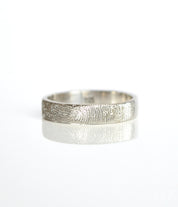 Personalized Sterling Silver Ring Band Custom Engraved with Fingerprint. Memorial Jewelry for Him. Anniversary Present for Husband.