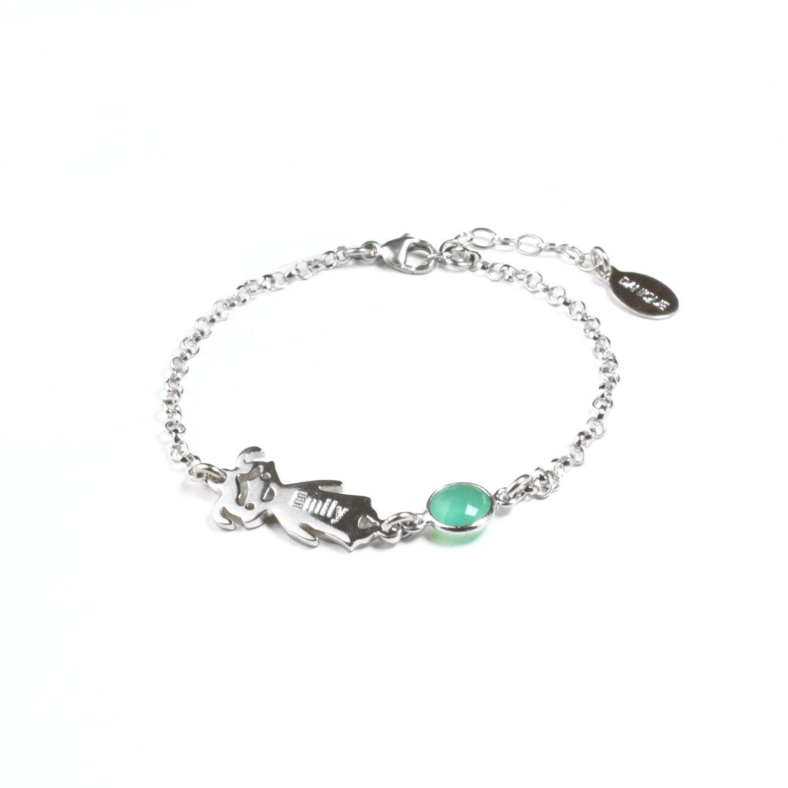 Personalized Birthstone and Kid Charm Bracelet with Child Name or Birthdate and Gemstone