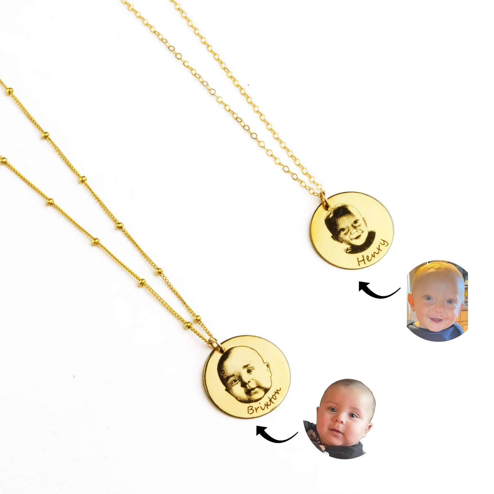 Family Photo Laser Engraved Necklace With Kids Names Picture 