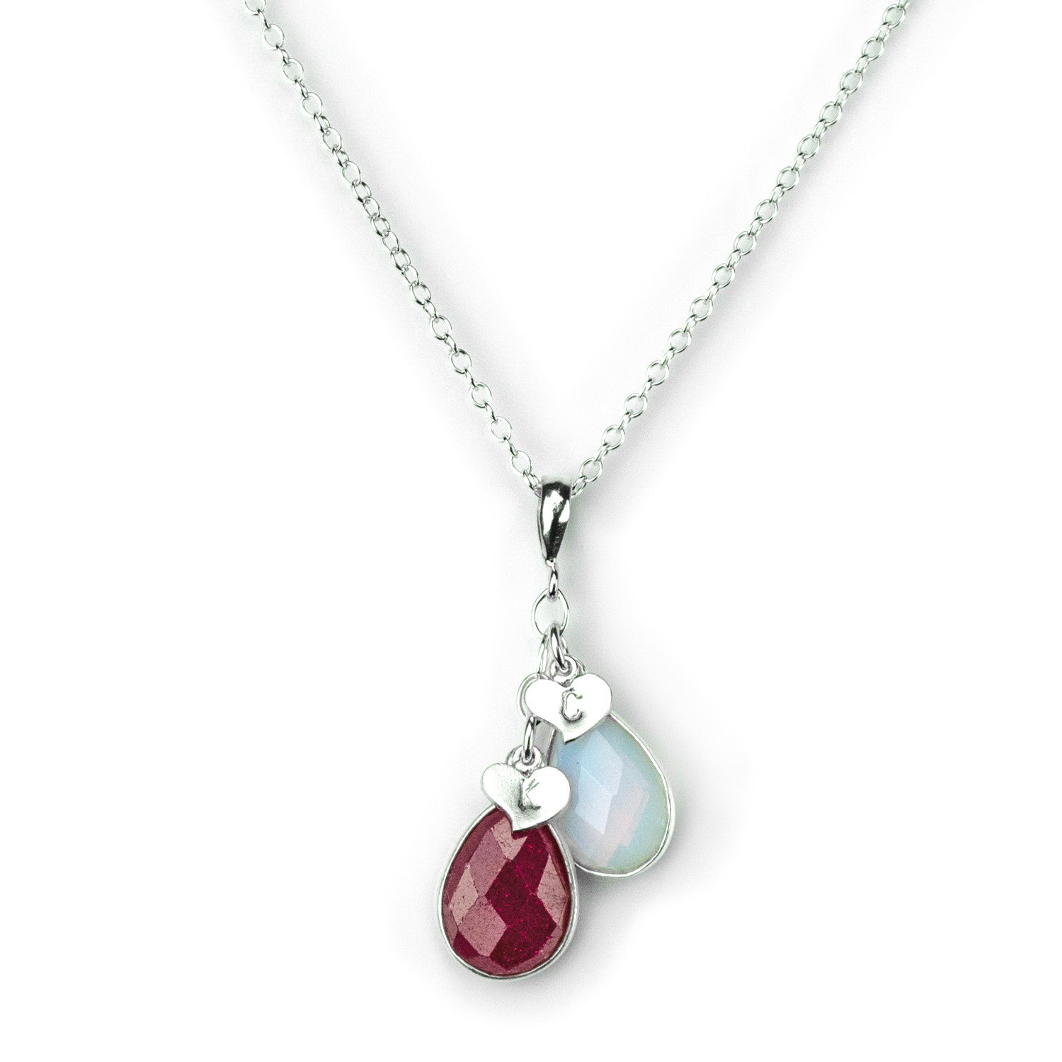 Gift for Mom: Birthstone Initial Necklace & Earrings Set [TCSWLV]