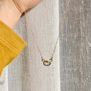 Oval Cut Birthstone Bezel Connector Necklace
