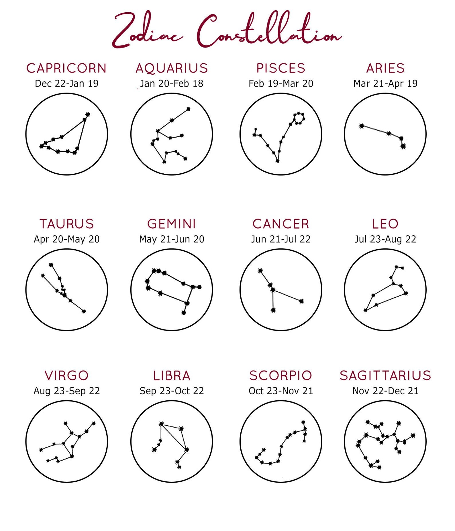This zodiac themed necklace is carefully engraved with your choice of constellation, and can be engraved with initials on the back as well. Capricorn, Aquarius, Pisces, Aries, Taurus, Gemini, Cancer, Leo, Virgo, Libra, Scorpio, and Sagittarius can be represented 