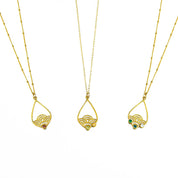 Custom Wave Teardrop Birthstone Necklace