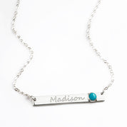 November Custom Bar Necklace with Bezel Birthstone
