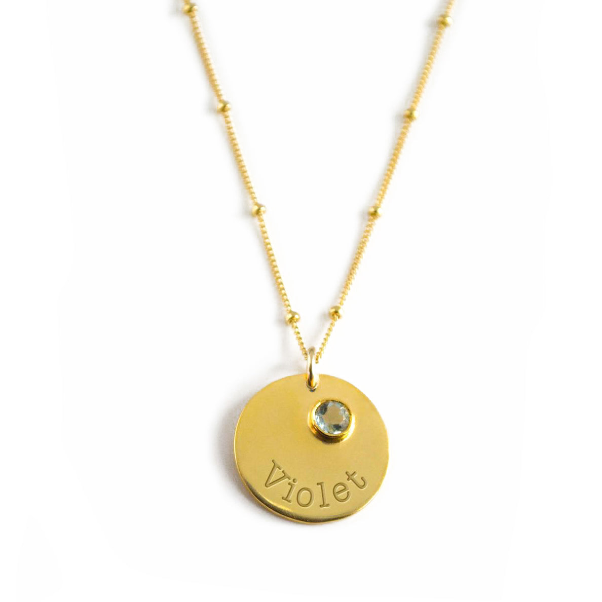 December Engraved Disk Pendant Necklace